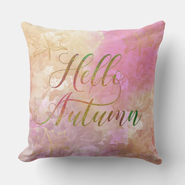 Hola Almohada reversible de color de agua otoñal (Anverso)