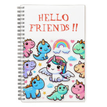 HOLA AMIGOS, DIANOSAURIO ADORABLE Cuaderno en espi