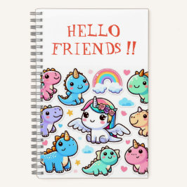 HOLA AMIGOS, DIANOSAURIO ADORABLE Cuaderno en espi