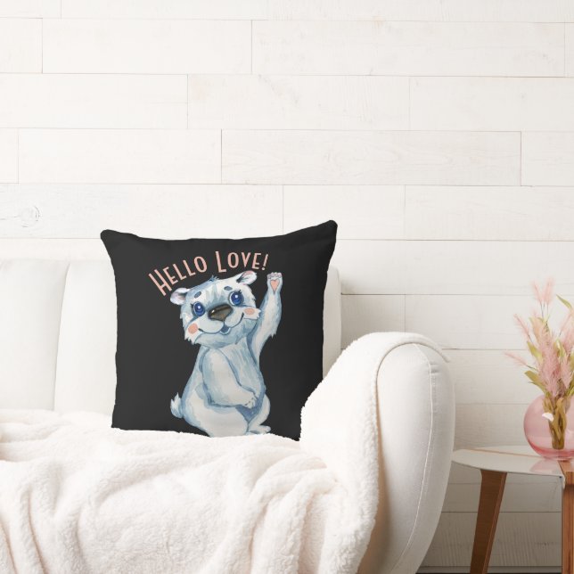 Hola Amor Acuarela Almohada Polar Bear (Sofá)