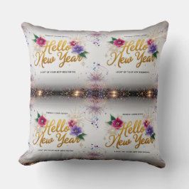Hola Año Nuevo Almohada Cuadrada de Lujo Floral 20