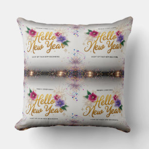 Hola Año Nuevo Almohada Cuadrada de Lujo Floral 20