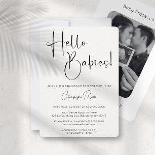 Hola Babies Invitación Baby Shower de escritura mo