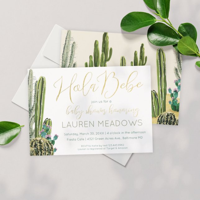 Hola Baby Boho Cactus Invitación Baby Shower (Subido por el creador)