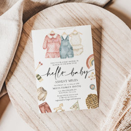 Hola Baby Boho Clothes Invitación de Baby Shower