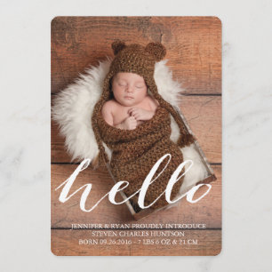 HOLA BABY MODERNA TARJETA DE FOTOGRAFÍA DE ANUNCIO
