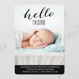 HOLA BABY MODERNA TARJETA DE FOTOGRAFÍA DE ANUNCIO