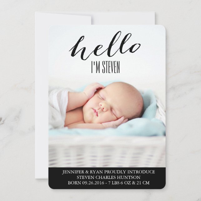 HOLA BABY MODERNA TARJETA DE FOTOGRAFÍA DE ANUNCIO (Anverso)