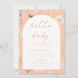 Hola Baby Peach Floral Invitación a Baby Shower