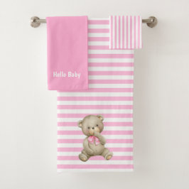Hola Baby Pink Bathroom Set de toallas