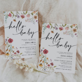 Hola Baby Wildflower Tema Invitación de Baby Showe