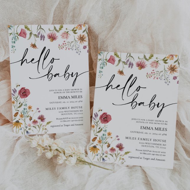 Hola Baby Wildflower Tema Invitación de Baby Showe (Subido por el creador)