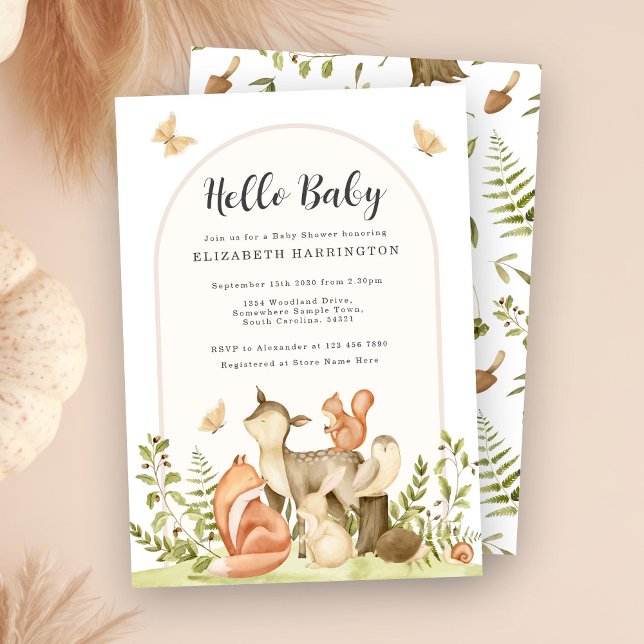 Hola Baby Woodland Animals Invitación de Baby Show (Subido por el creador)