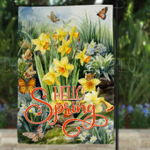 Hola Bandera del Jardín de Primavera - Mariposas D