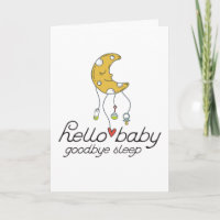 Hola bebé, adiós sueño, tarjeta de Baby Shower