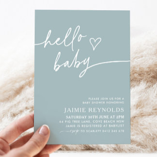 Hola Bebé Azul Invitación Baby Shower