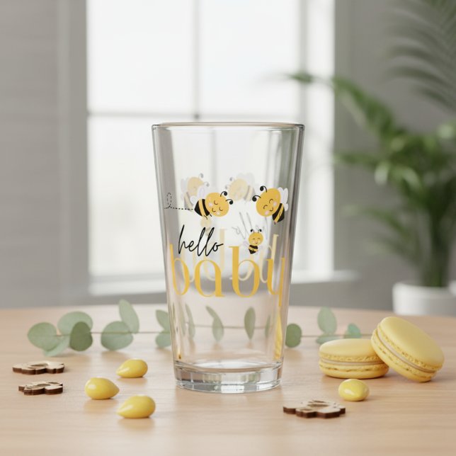 Hola Bebé Bee Shower Bebe (Hello Baby Bee Shower Drinking Glass)