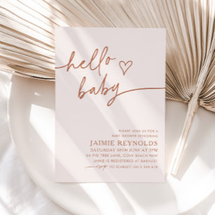 Hola Bebé Beige Invitación Neutral a Baby Shower