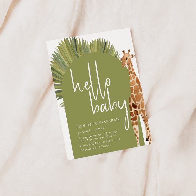Hola bebé Boho Soft Jungle Invitación de Baby Show (Subido por el creador)