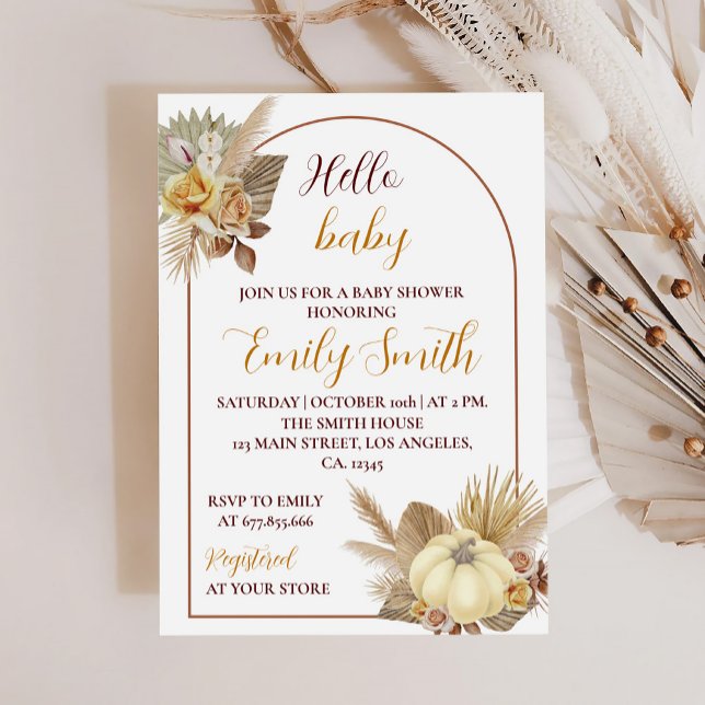 Hola Bebé Calabaza Invitación Baby Shower (Subido por el creador)