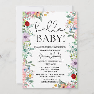 Hola Bebé Floral Invitación a Baby Shower