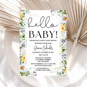 Hola Bebé Floral Invitación a Baby Shower