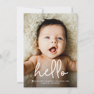 Hola Bebé Foto Anuncio de nacimiento Gracias