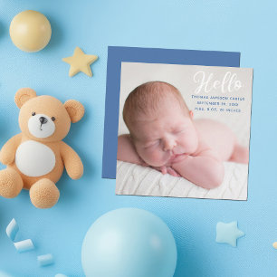 Hola Bebé Foto Niño Simple Anuncio de nacimiento