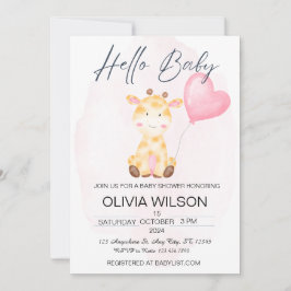 Hola bebé Giraffe Invitación a Baby Shower