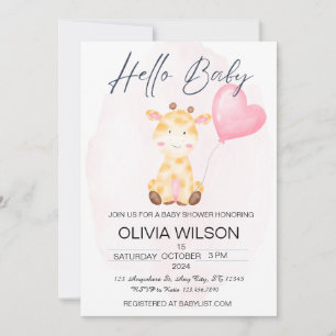 Hola bebé Giraffe Invitación a Baby Shower