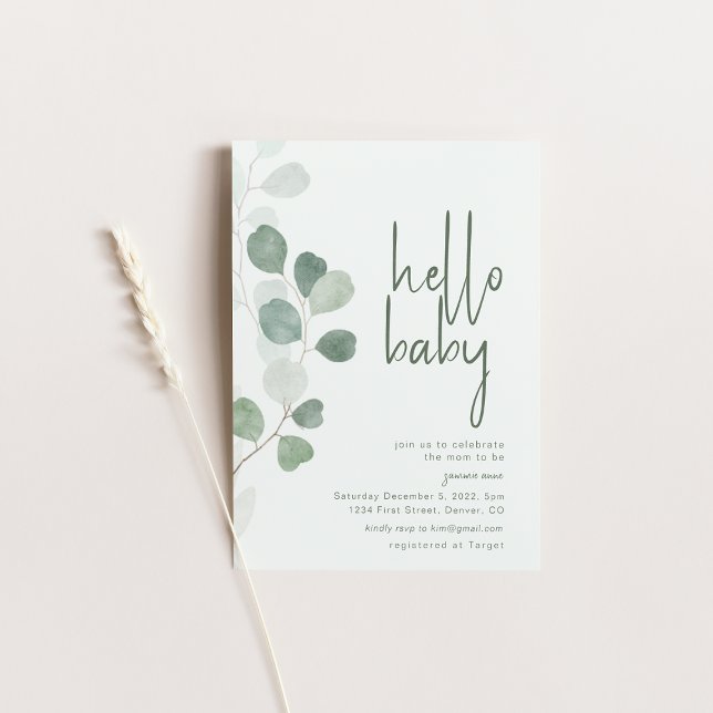 Hola bebé Invitación a Baby Shower (Subido por el creador)