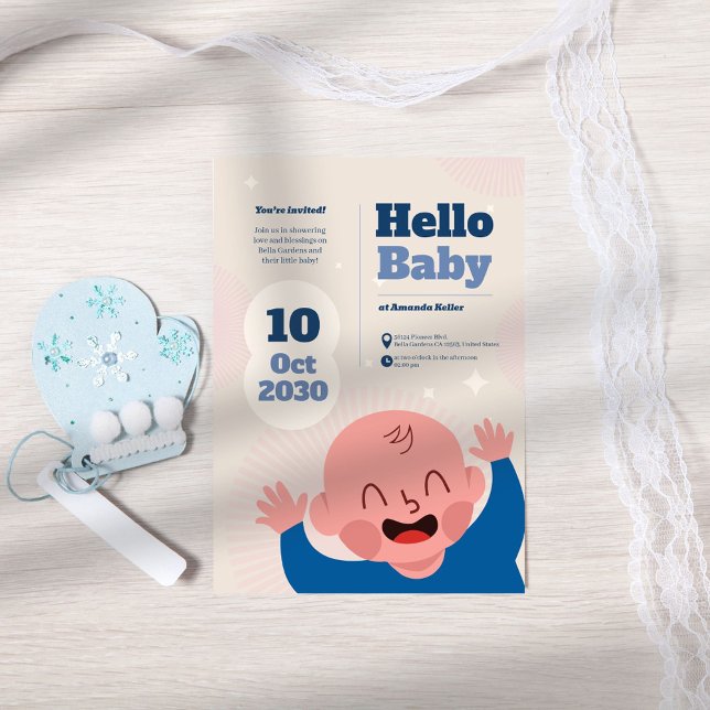 Hola Bebé Invitación a ducha facial (Subido por el creador)