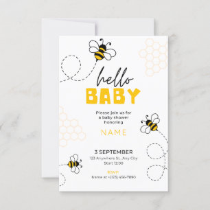 hola bebé, invitación de shower de bebé abeja lind
