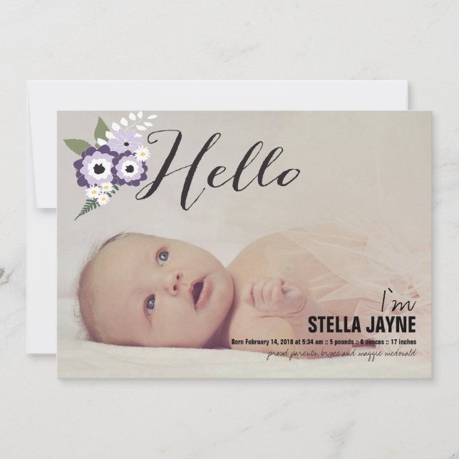 Hola, bebé | Invitación del bebé (Anverso)