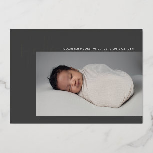 Hola bebé Invitación fotográfica Relieve metalizad