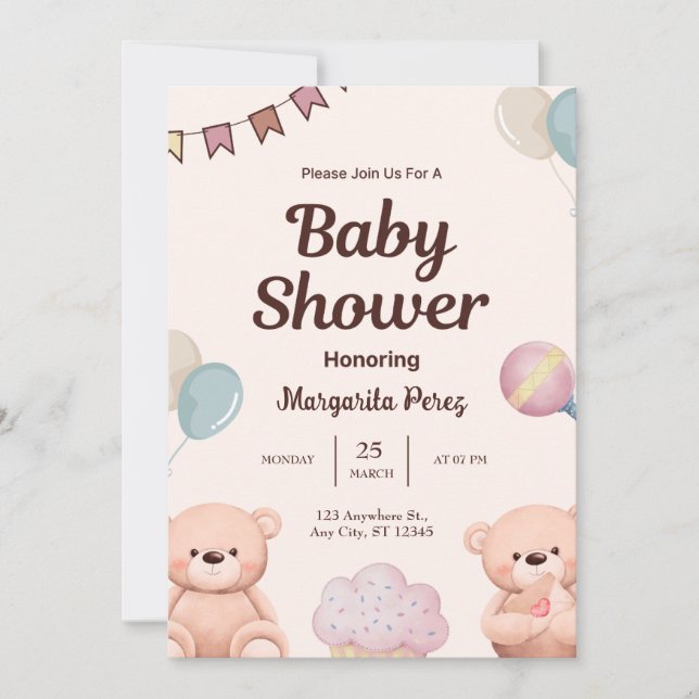 Hola Bebé | Invitación para una Dulce Celebración (Anverso)