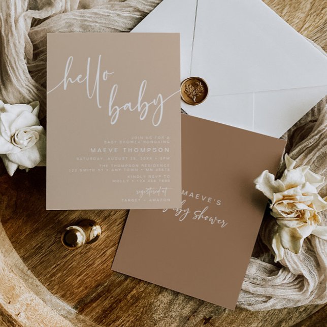 Hola Bebé Moderno Neutral Invitación Baby Shower (Subido por el creador)