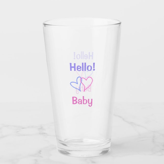 Hola bebé rosa púrpura corazón acuarela boho (Anverso)