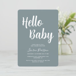 Hola Bebé Rustic Blue Invitación a Baby Shower