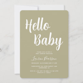 Hola bebé Sage Green Invitación a Baby Shower