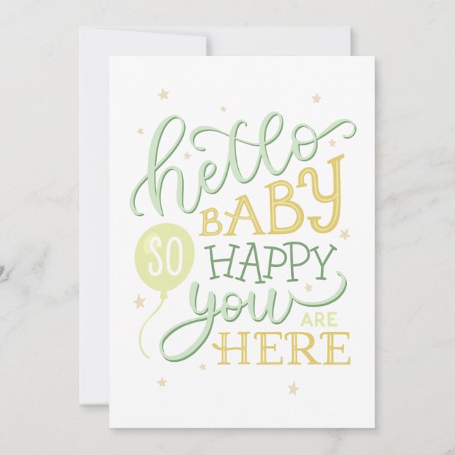 Hola bebé tan feliz que estás aquí. Recién nacido (Anverso)