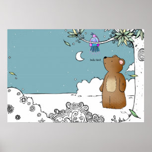 Hola Bird dijo Sr. Bear - impresión poster