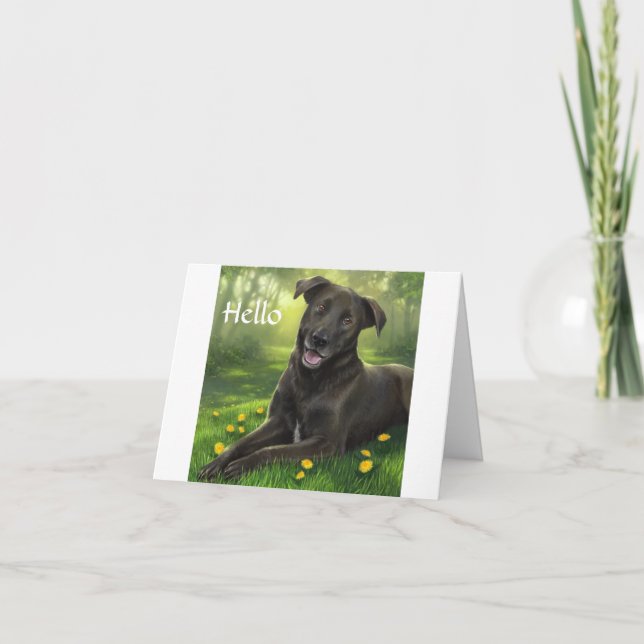 Hola Black Labrador Recuperever Tarjeta de Saludo (Anverso)