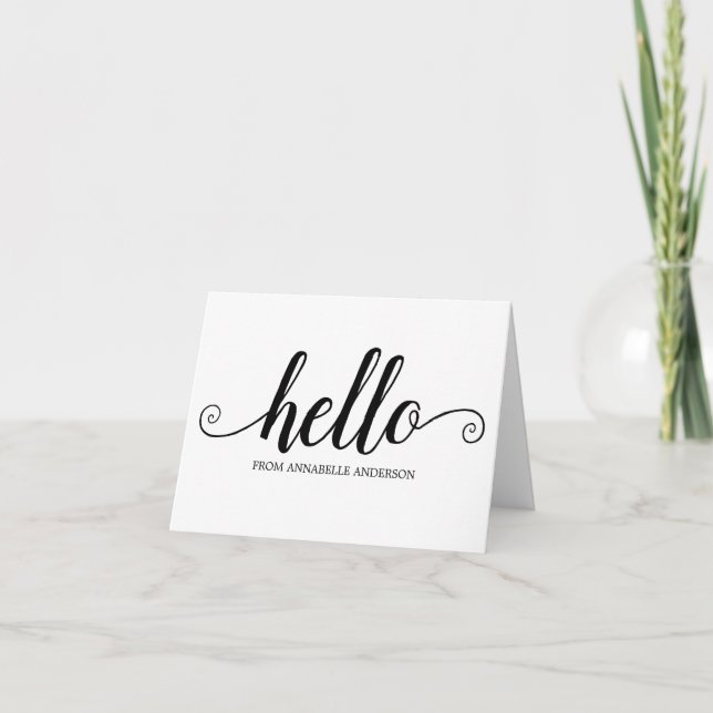 Hola Black Script Cute Modern Elegant Moda Girly (Anverso)
