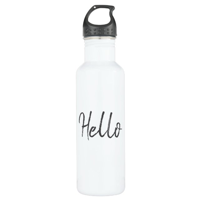 Hola Botella de agua de acero inoxidable gris y bl (Anverso)