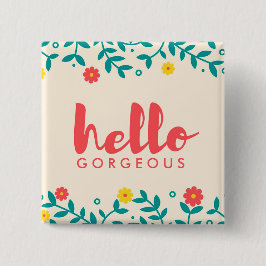 "Hola" botón magnífico floral de marfil