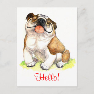 Hola cachorro Bulldog Tarjeta postal de saludo de