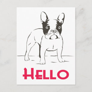 Hola cachorro de perro Bulldog Francés Tarjeta Pos