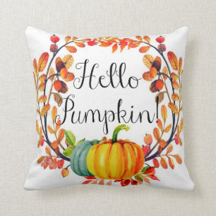 "Hola calabaza!" Cojín decorativo de la guirnalda