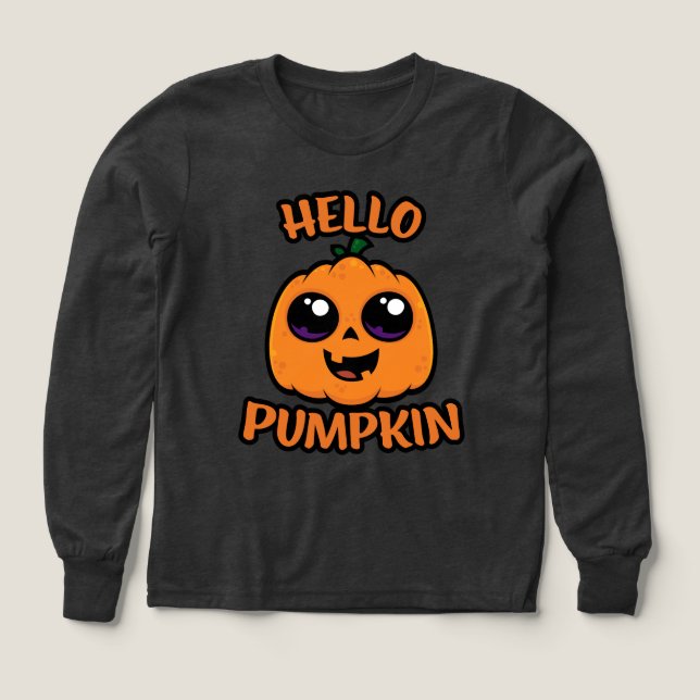 Hola Calabaza Cute Halloween Jack-O-Lantern (Diseño frontal)